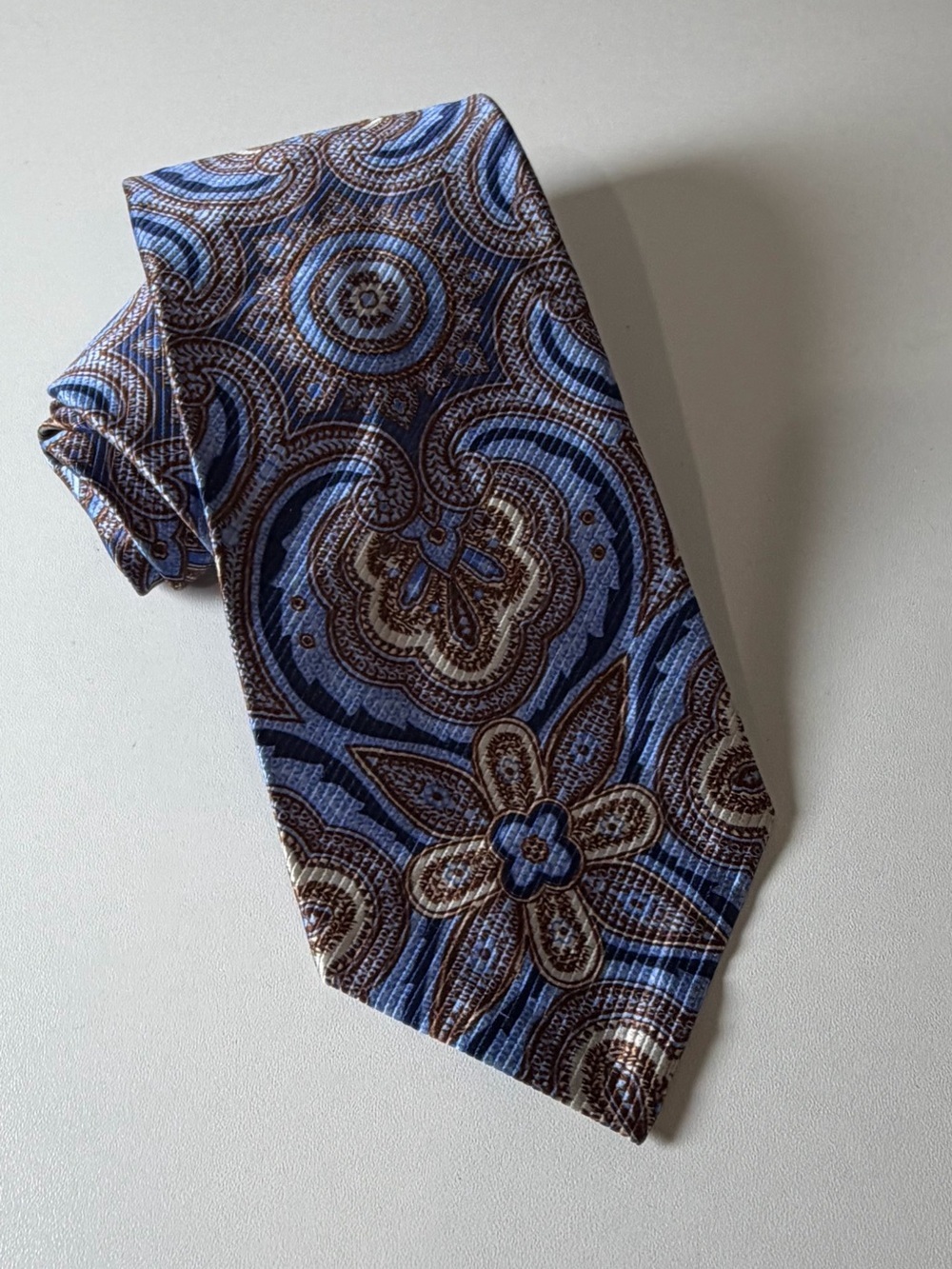 Robert Talbott Seven Fold Limited Edition 1/40 Blue and Brown Paisley Silk Tie